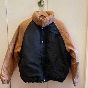 Used Vintage 1990 Polo Ralph Lauren Ski-Down Leather Bomber Jacket Size Small